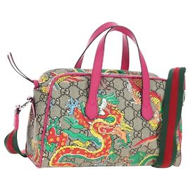 Borsa per bambini GUCCI GG Supreme PVC 2way Beige Silver 525518 Auth 196579SAM