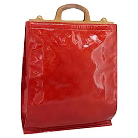 LOUIS VUITTON Monogram Vernis Stanton Hand Bag Red M91078 LV Auth 197637