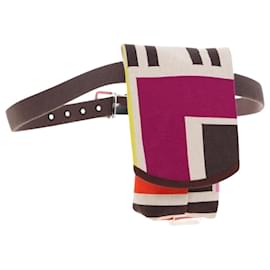 Hermès HERMES Animo Block Bag Borsa a Tracolla Canvas Multicolor Silver Auth 196668M