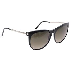 Gafas de sol SAINT LAURENT Plástico Negro Plata Auth BA15311