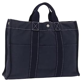 Hermès Bolso HERMES Fourre Tout MM Canvas Navy Silver Auth BA15383