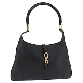 Borsa a tracolla GUCCI Bamboo in pelle nera e oro 001 4060 Auth 199098V