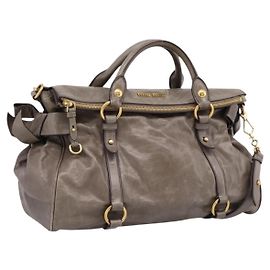 Borsa a mano Miu Miu in pelle 2way Grigio Oro Auth yk20871M