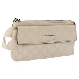 GUCCI GuccissimaGG Body Bag Leather Ivory Silver 162916 Auth 198969