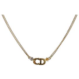 Collana Christian Dior metallo Gold Tone Auth 193477