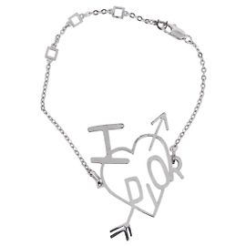 Pulsera Christian Dior Heart Arrow Metal Silver Auth am12479M