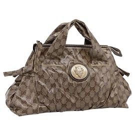 Borsa GUCCI GG Crystal Histeria Coated Canvas Beige Gold 197020 Auth 199055