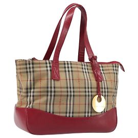 Bolso de mano BURBERRY Nova Check Canvas Beige Gold Auth 200887