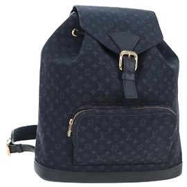 LOUIS VUITTON Monogram Mini Montsouris GM Rucksack TST Blue M92455 Auth 198542V