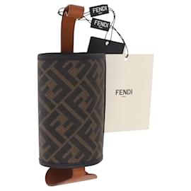 Portabicchieri FENDI Zucca Canvas PVC Nero Marrone Auth 195995M