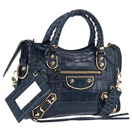 BALENCIAGA Classic Metallic Edge Mini City Leather 2way 390160 Auth 197318SAM