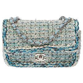 Borsa CHANEL Timeless/Classique in Tweed Blu - 103865