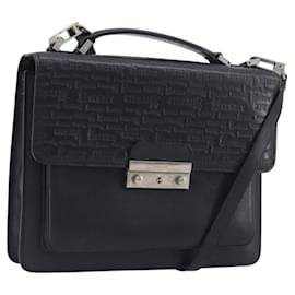 Borsa a mano VERSACE in pelle 2way Nero Argento Auth BA14829