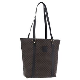 Céline Borsa a tracolla CELINE Macadam Canvas PVC Leather Black Gold Auth 197880V