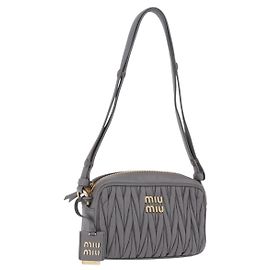 Borsa a tracolla Miu Miu Matelassé in pelle grigia oro Auth 200246V