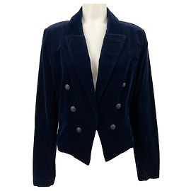L'Agence Giacca corta Wayne in velluto blu navy, apertura frontale