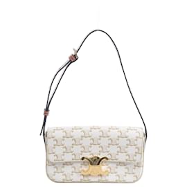 Céline Celine Triomphe Claude Schultertasche aus PVC & Leder in Beige