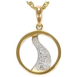 Autre Marque 18K Yellow Gold and Platinum Pendant Necklace with Diamond