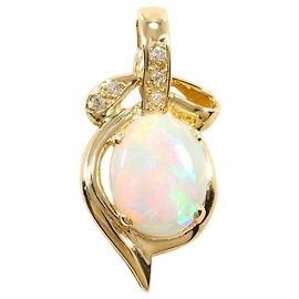 Autre Marque Pendente in oro giallo 14K con opale e diamante