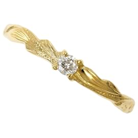 Autre Marque Anello a fascia in oro giallo 14K con diamante