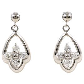 Autre Marque PT850 Platinum Drop Earrings with Diamonds