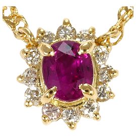 Autre Marque Collana in oro giallo 18K con rubino e diamante