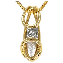 Autre Marque Collana in oro giallo 18K e platino con diamante