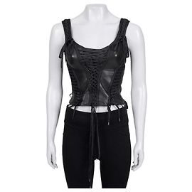 Top Christian Dior Vintage in pelle di agnello nera Sz.38 usato