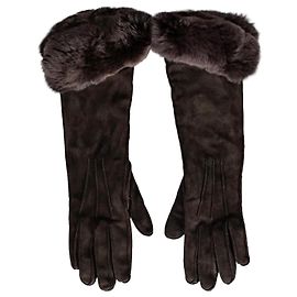 Loro Piana Brown Leather Suede  Gloves Sz.S Pre-owned