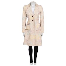 Abrigo ajustado Just Cavalli beige con estampado floral Sz.42/M de segunda mano