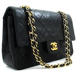 CHANEL Classic Double Flap 10" Sac à épaule avec chaîne en cuir d'agneau noir
