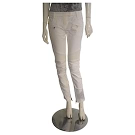 Balmain Jeans Moto Biker Off-White