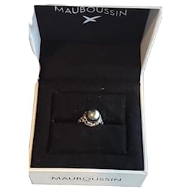 Anello Mauboussin Perla Grigia e Diamanti