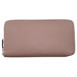 Hermès Cartera larga Hermes de piel Epsom Taupe Etoupe con Sangles Azap Silk
