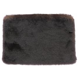 Autre Marque Braunes Pelz-Clutch