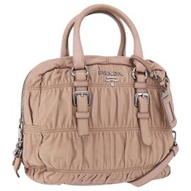 PRADA Geraffte Handtasche aus Leder 2way Rosa Silber