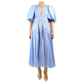 Maje Vestido azul de mangas abullonadas - size UK 14