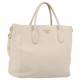 PRADA Hand Bag Vittero Dino Leather 2way White Gold