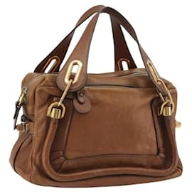 Chloé Chloe Paraty Hand Bag Leather Brown Gold