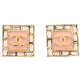 Chanel Pendientes de botón Coco Mark B24S en oro y rosa