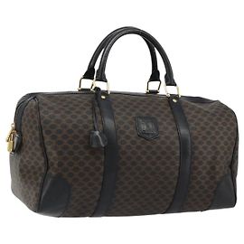 Céline CELINE Macadam Canvas Boston Bag PVC Leather Black Gold