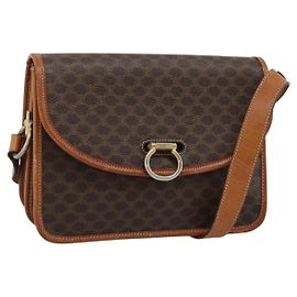Céline CELINE Macadam Shoulder Bag PVC Leather Brown Gold