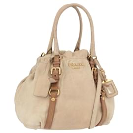 PRADA Tote Bag Leder 2way Beige Gold