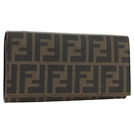 FENDI Zucca Canvas Long Wallet Black Brown