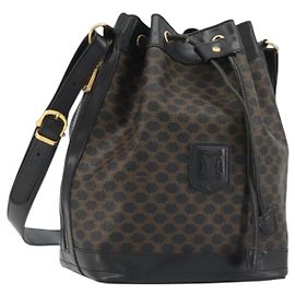 Céline CELINE Macadam Shoulder Bag PVC Leather Black Gold