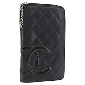 CHANEL Cambon Line Cartera Larga Piel de Cordero Negra CC