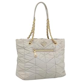 PRADA Chain Tote Bag Nylon Gray Gold