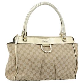GUCCI GG Canvas Abbey Tote Bag Beige Gold 189831