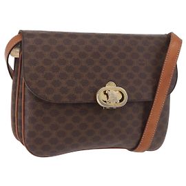 Céline CELINE Macadam Shoulder Bag PVC Leather Brown Gold