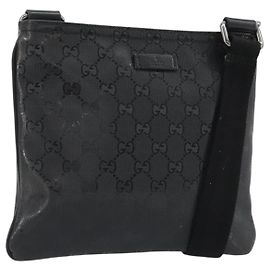 GUCCI GG Implementation Shoulder Bag PVC Black Silver 201538